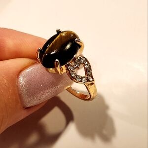 Ring Unisex Opal Brown color stone, Zirconium .Stainless steel Hypoallergenic.